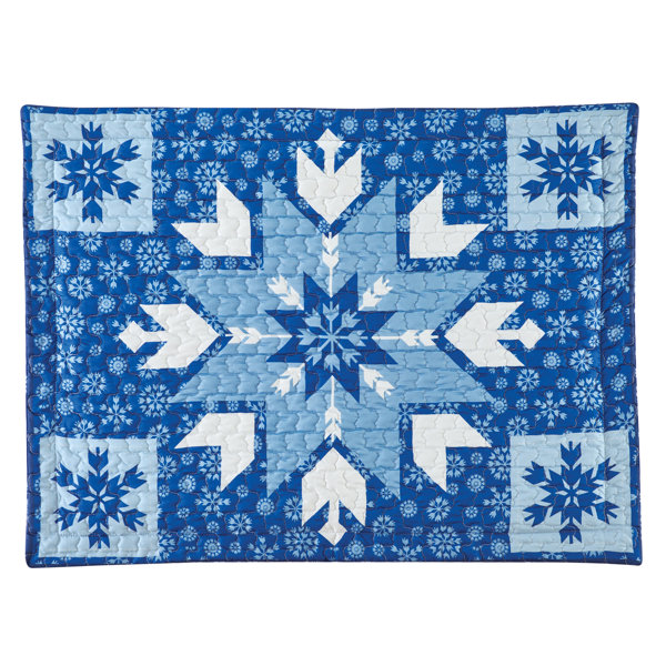 Winston Brands White & Blue Patchwork Snowflake Printed Bed Pillow Sham